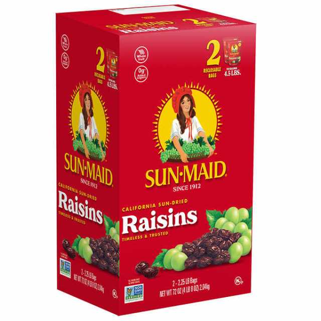 A large box of Sun-Maid Raisins for a story on packaged Costco snacks for kids