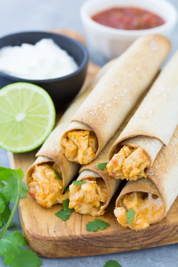 Baked chicken taquitos are an easy dinner you can eat in the car