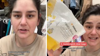Screenshots from an Else Myers TikTok video recommending postpartum products.