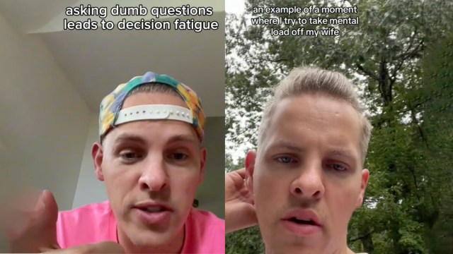 Screenshots from TikTok videos about emotional labor in relationships.