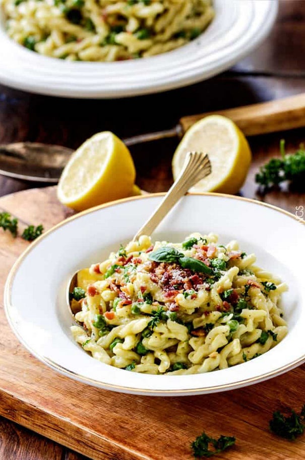pea and bacon one pot pasta