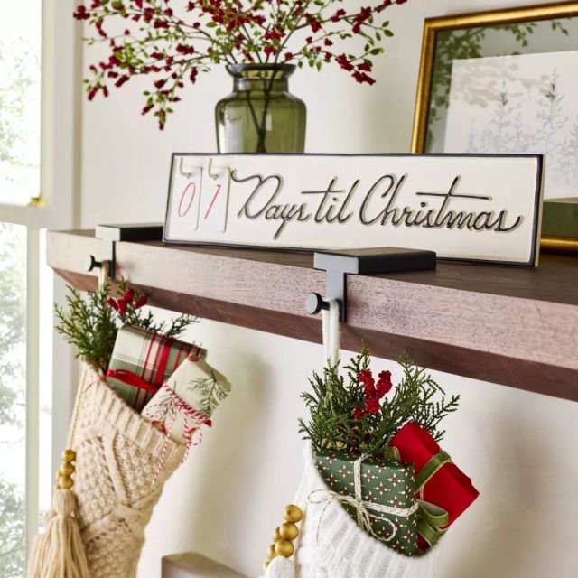 horizontal advent calendar sign on mantle