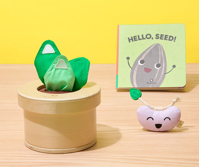 Kiwi Co's Growing Seeds Tissue Box Toy is one of the best gifts and toys for 6 month olds in 2023
