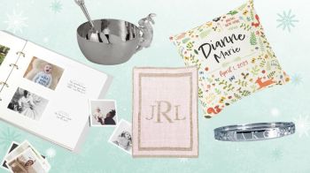 a collage of keepsake baby gifts for our holiday gift guide