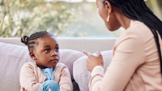 mom talking to daughter about consequences