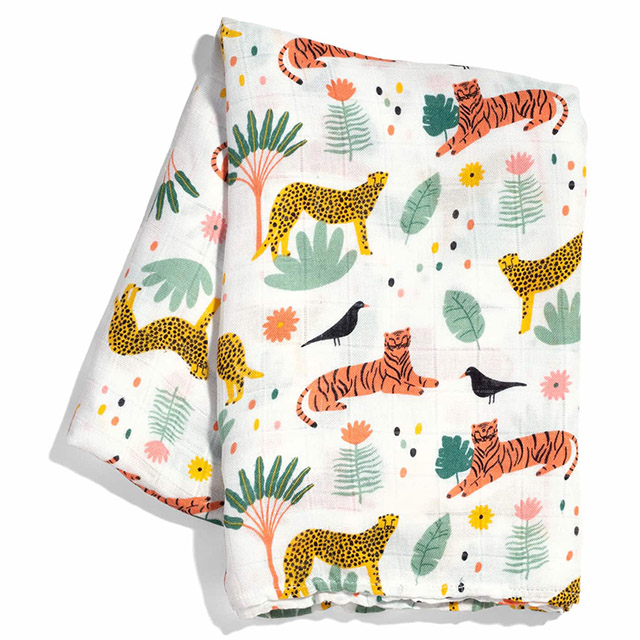 Rookie Humans In the Jungle Swaddle Blanket is one of the best newborn baby gifts of 2023