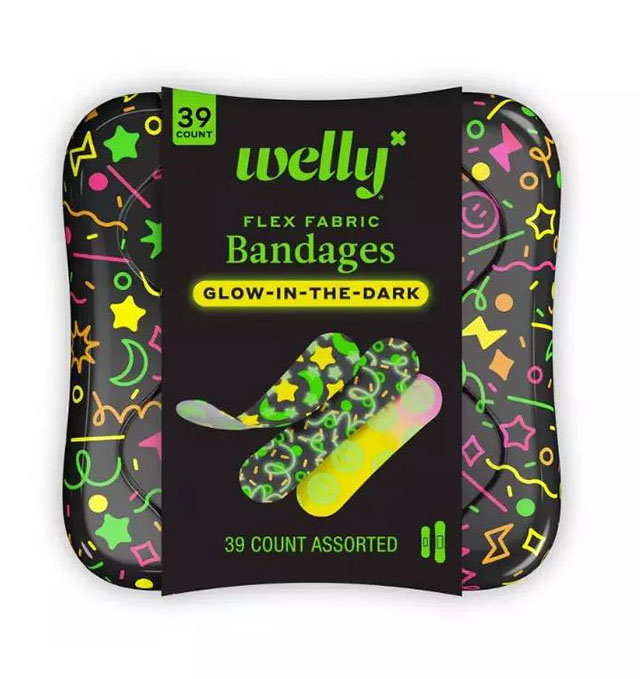 Welly's glow party bandaids are one of the best stocking stuffers for kids