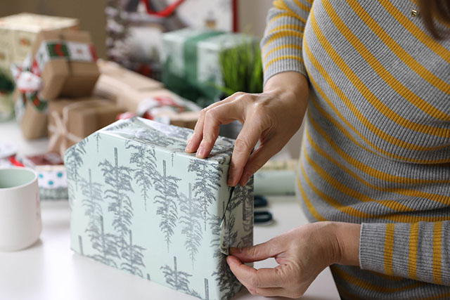 wrapping diagonally is one of the best gift wrapping hacks