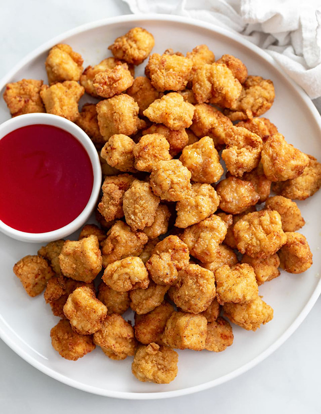 Popcorn chicken from Cozy Cook is one of the best kid-friendly chicken breast recipes.