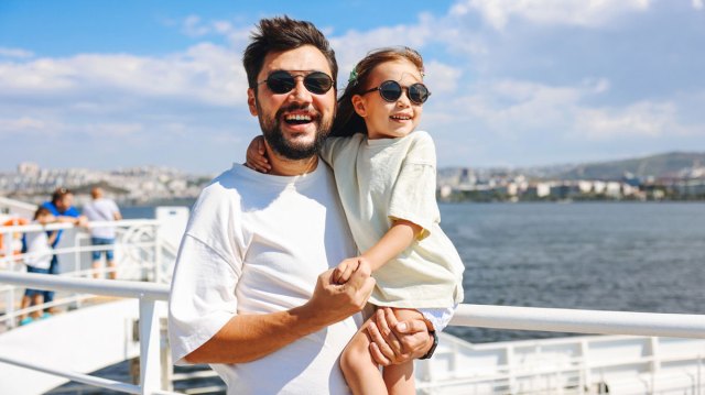 father and daughter on a cruise ship