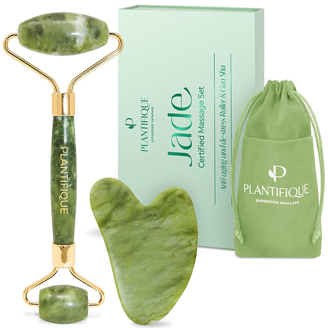 A jade roller and gua sha set is one of the best stocking stuffers for adults