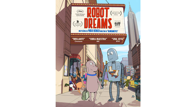 A movie poster from Robot Dreams, which is a new family movie in 2024