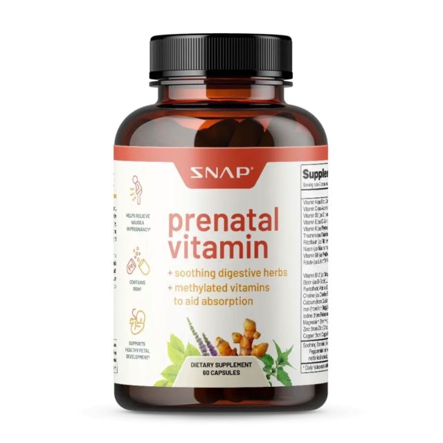 bottle of SNAP prenatal vitamins