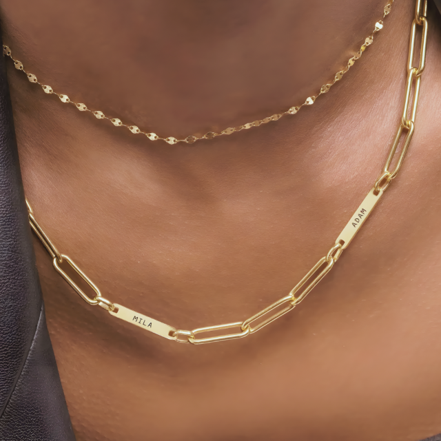 Valentine’s Day Gifts for Adults Name Paperclip Necklace