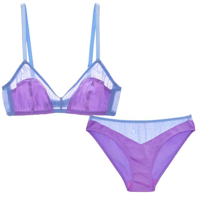 purple and blue bra and panty set