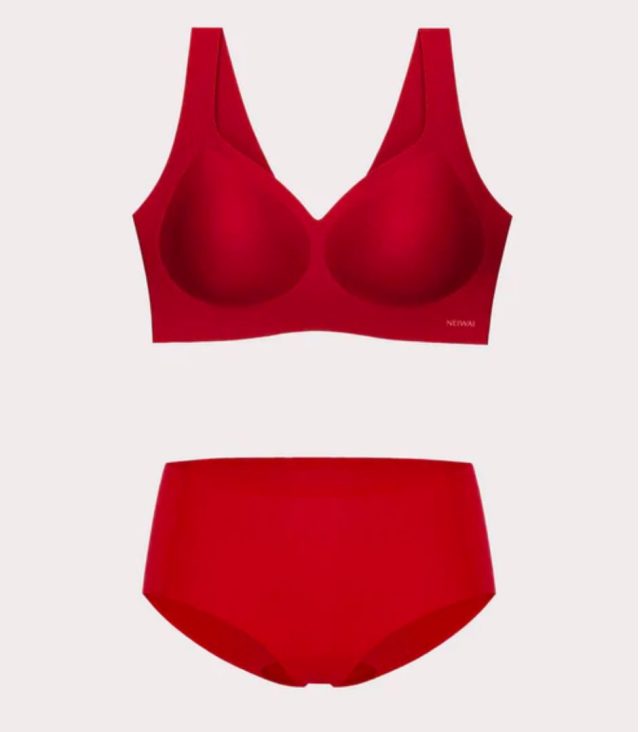 red bralette and underwear set