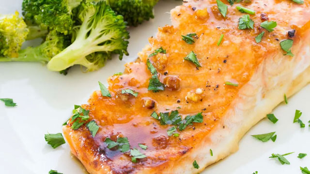 a picture of oven-baked salmon, an easy dinner idea