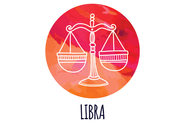 Libra illustration of scales for a story on baby astrology