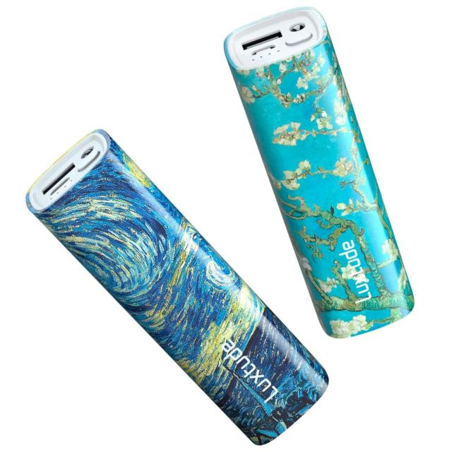 two painting-inspired print portable chargers