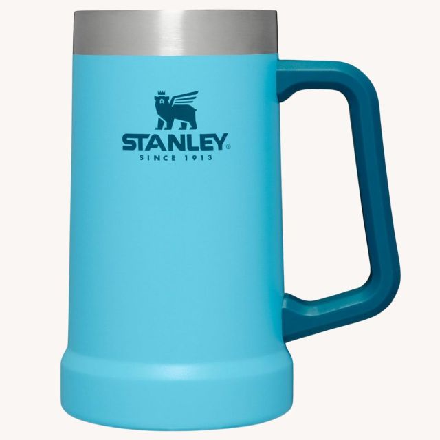 blue Stanley beer stein