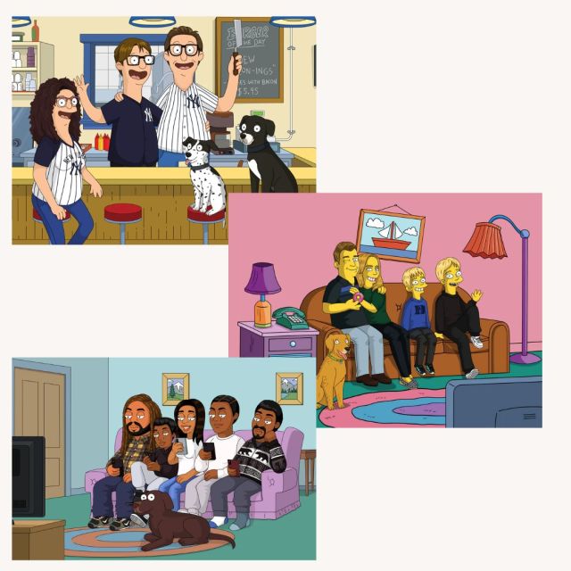 custom cartoon-style family portraits