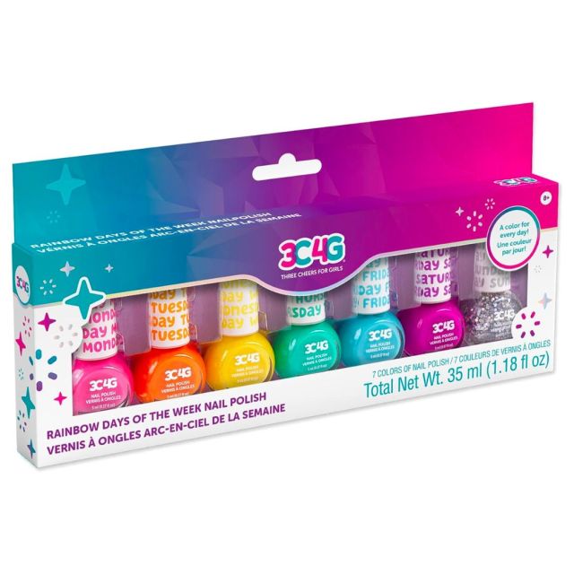 box of seven bright kids nail polishes