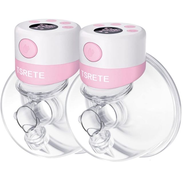 pink wearable TSRETE breast pumps