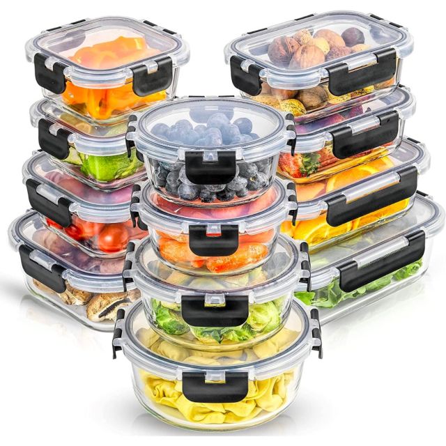 set of glass food storage boxes