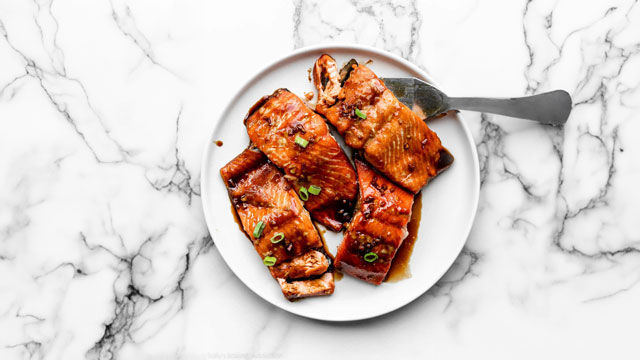 a picture of honey garlic soy salmon