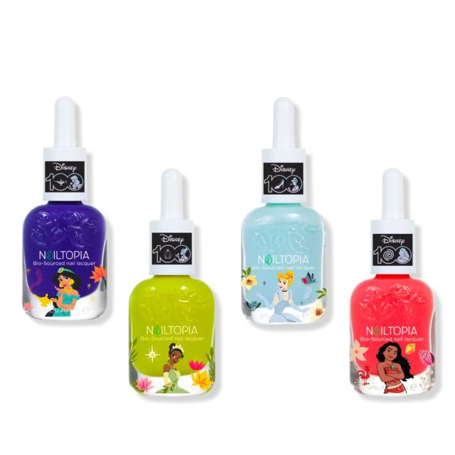 four bottles of disney princess nail polishes from nailtopia