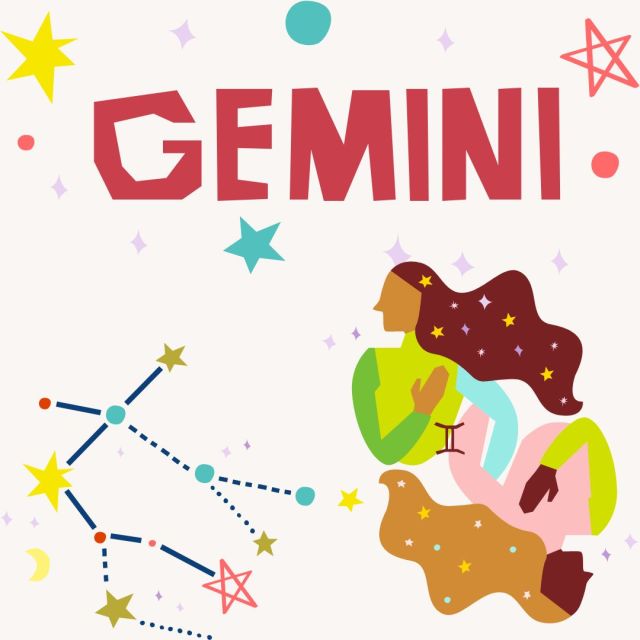 gemini illustrated text and constellation 