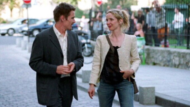 a production still of Before Sunset, a great movie under 90 minutes