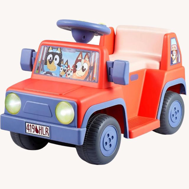 Bluey-themed ride on toy for toddlers