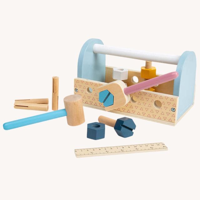 wooden toddler toolbox toy set