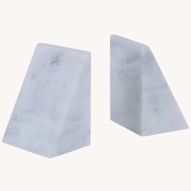 white marble slab bookends