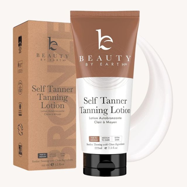bottle of beauty by earth self tanning lotion