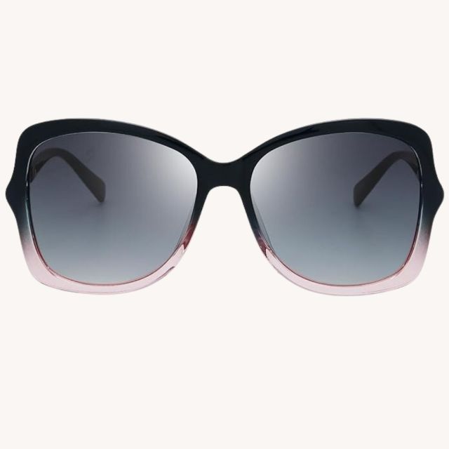black and pink jackie-o style sunglasses