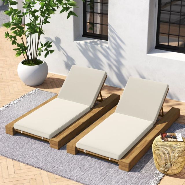 set of 2 chaise lounge chairs on a patio