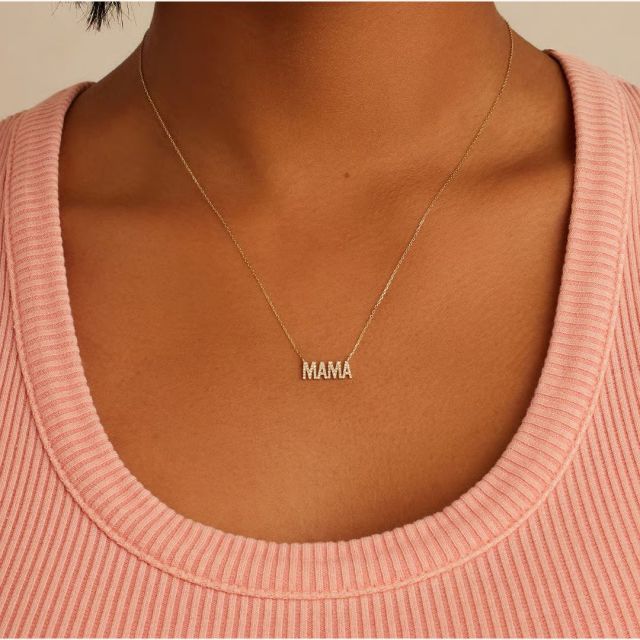 diamond mama necklace against woman's neckline