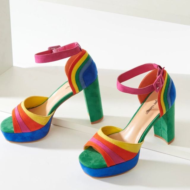pair of rainbow platform high heels