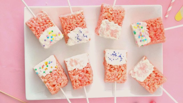 a picture of rice krispie treats, one of the most unique birthday desserts