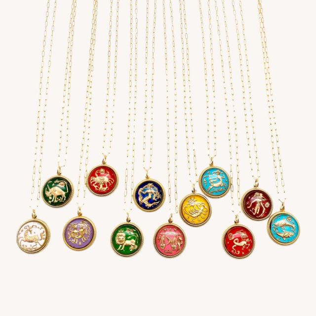 glass colored zodiac necklaces