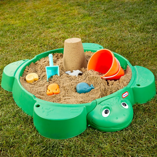 a picture of a turtle sand box from Little Tikes, a fun toy for outdoor play.