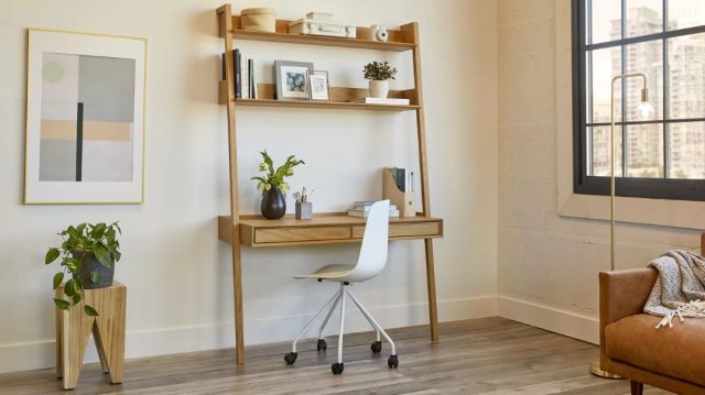 home office with neutral modern decor
