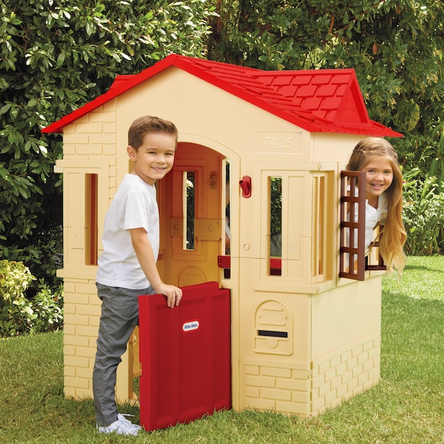 A picture of a Little Tikes playhouse, a fun outdoor play essential. 