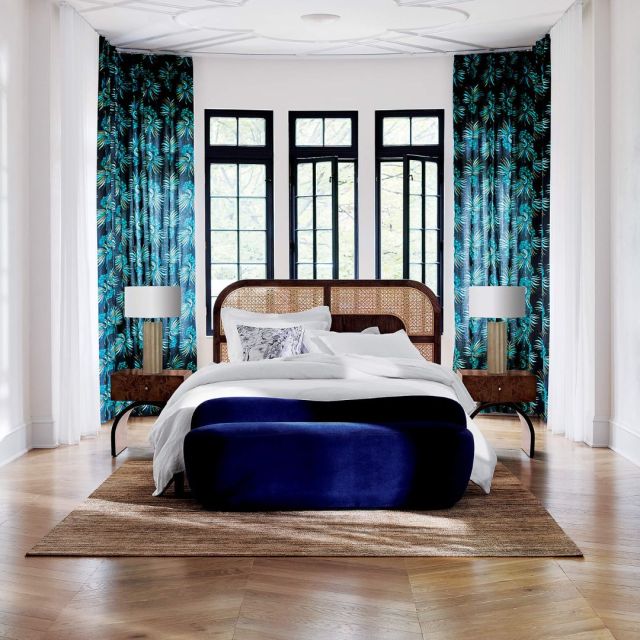 bedroom decorated in blue hues