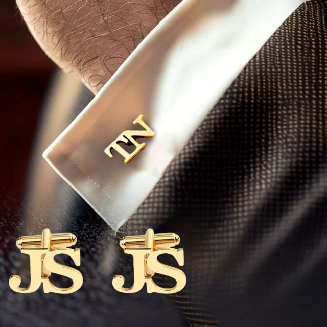 gold monogrammed cufflinks