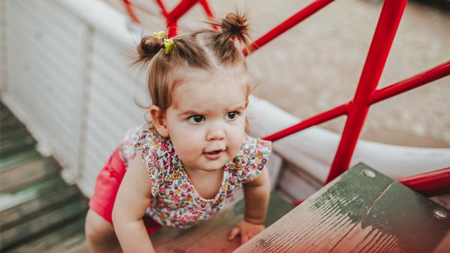 A toddler who is going to freak out leaving the park if you don't use the first-then approach