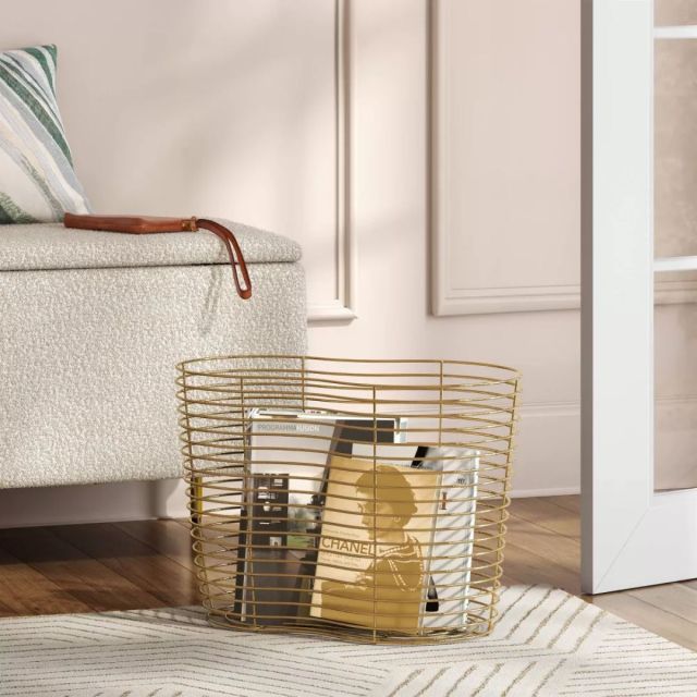 gold magazine storage basket