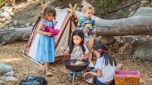 Pretend play camping at the Kidspace Children's Museum Campout